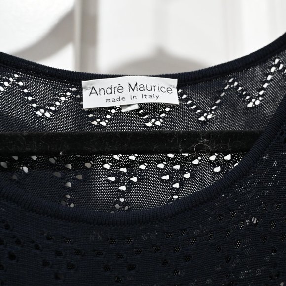 Andre Maurice Size Large Knit Fitted Dark Blue Dress | Size Large - Picture 9 of 14